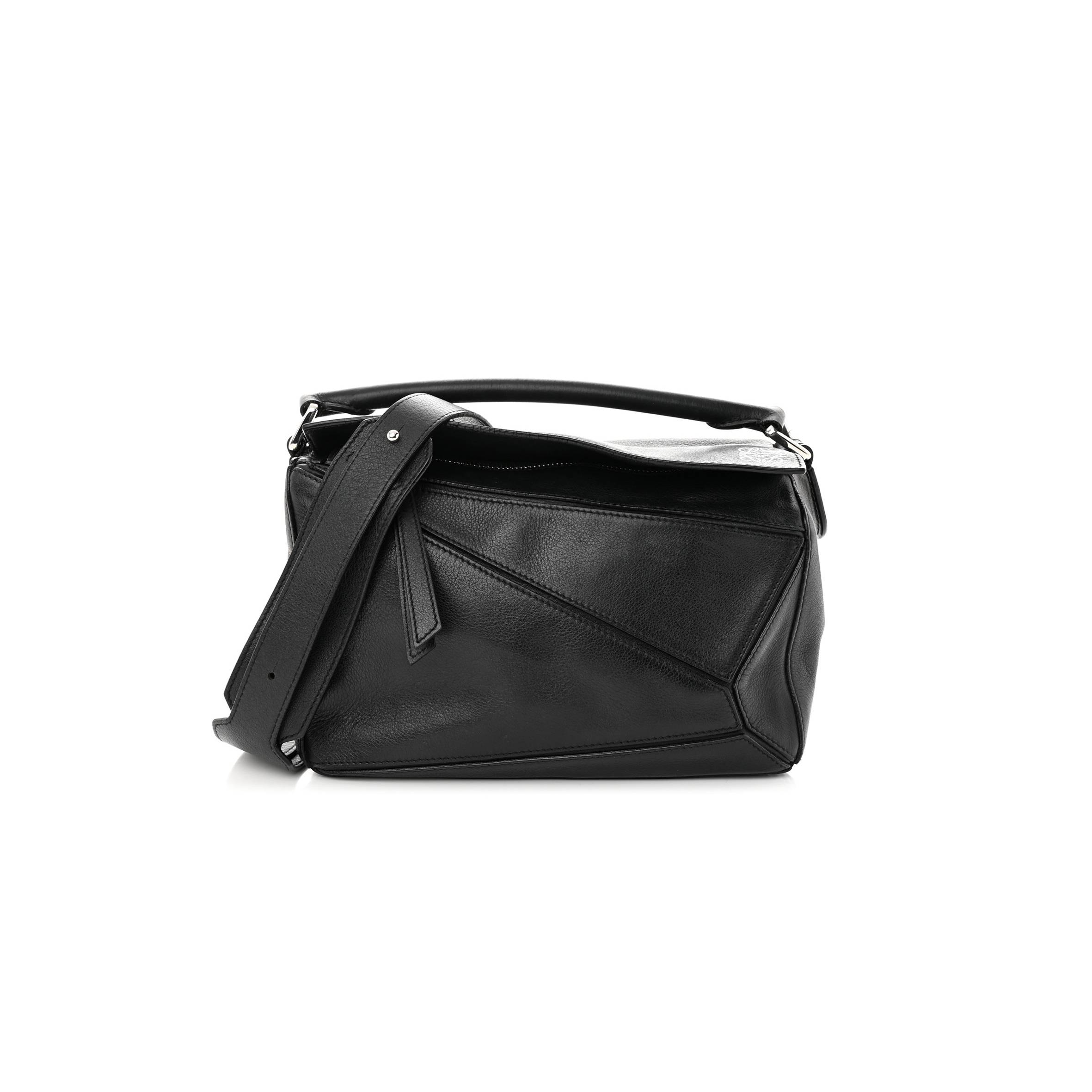 LOEWE CALFSKIN SMALL PUZZLE BAG BLACK (24*16.5*10.5cm)