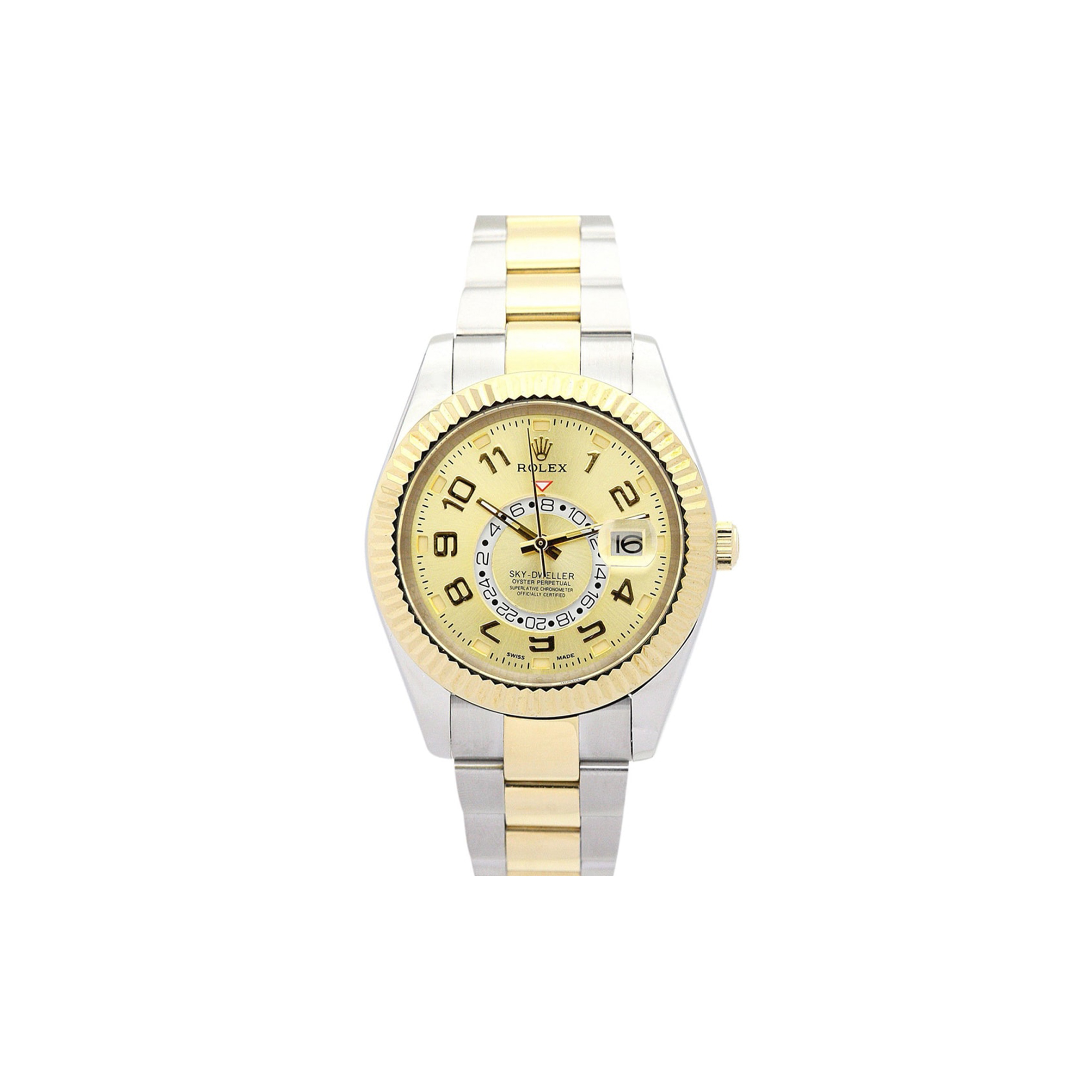 ROLEX SKY-DWELLER 42MM GOLD DIAL WATCH 326938