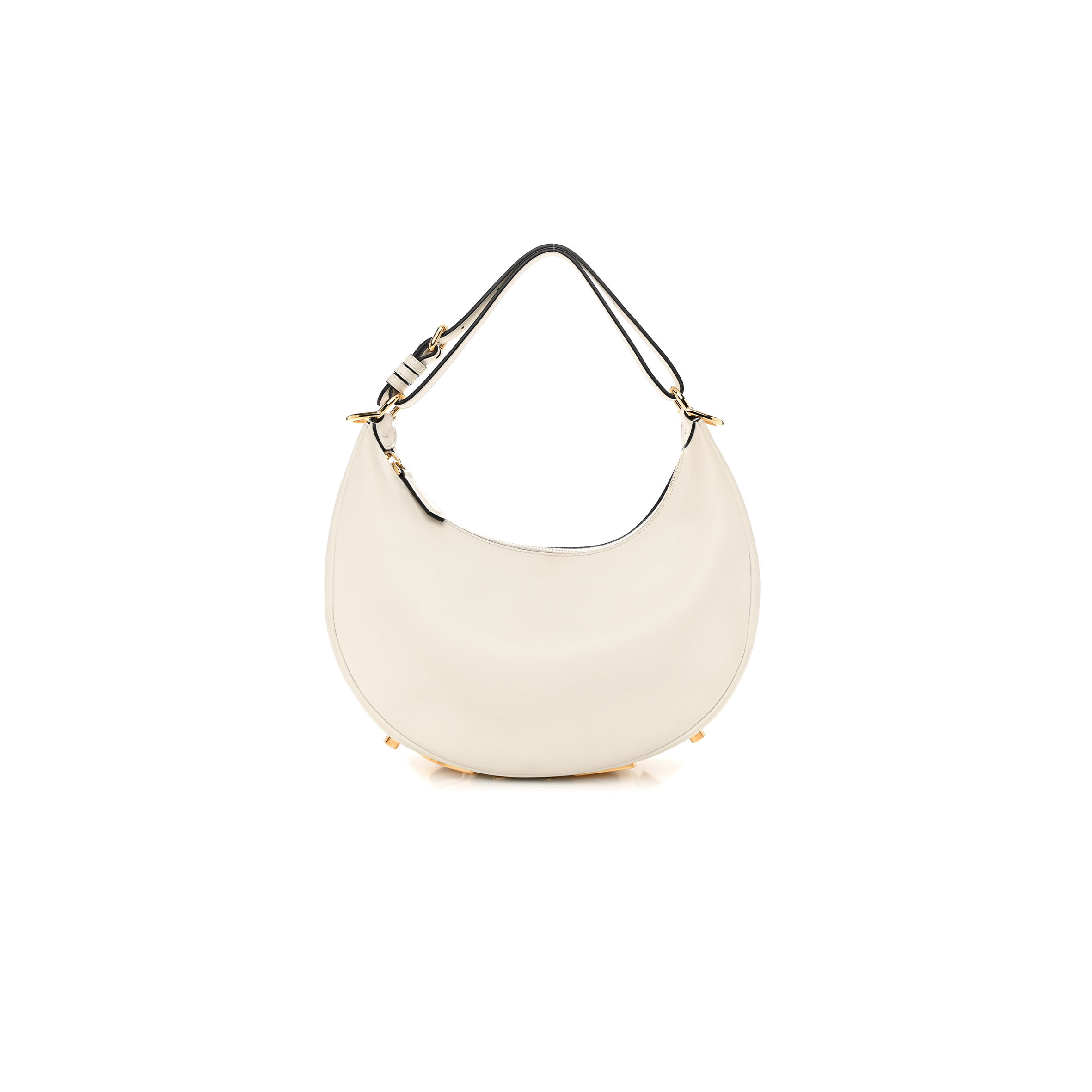 FENDI VITELLO GRACE MATTE SMALL FENDIGRAPHY HOBO BAG WHITE ICE (28*21*8cm)