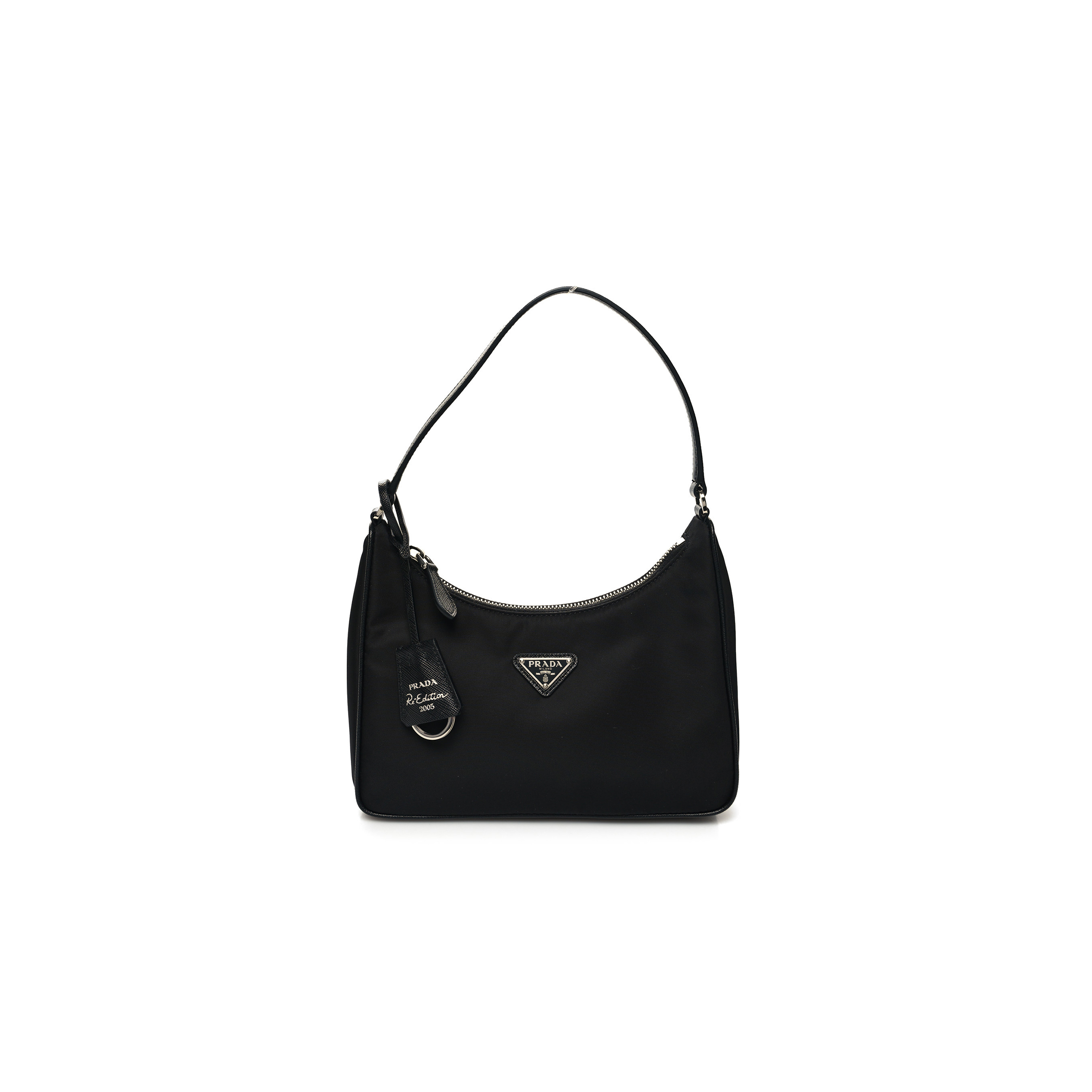 PRADA TESSUTO NYLON SAFFIANO MINI RE-EDITION 2005 BAG BLACK (22*17*6cm)