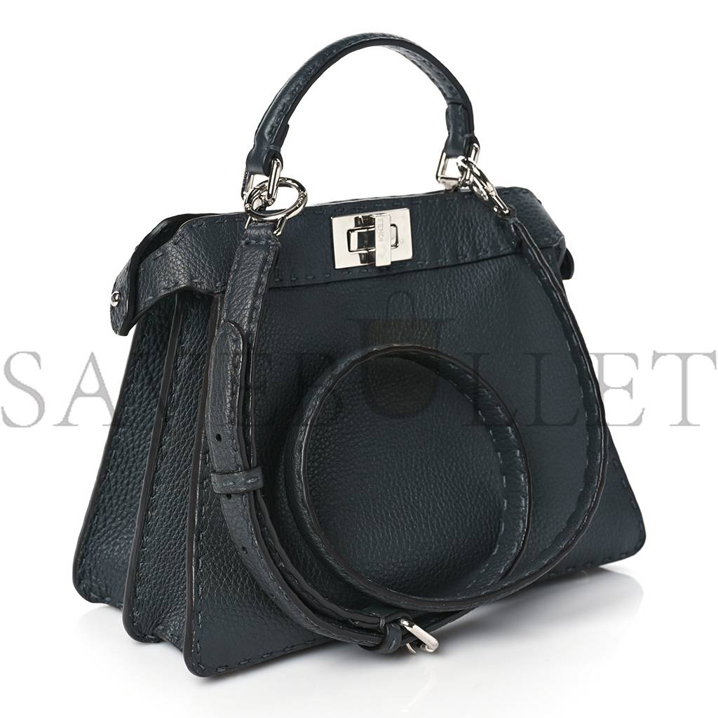 FENDI CUOIO ROMANO SELLERIA CHAMOIS SMALL PEEKABOO I SEE U SATCHEL ASFALTO CAMELIA (27*20*11cm) 